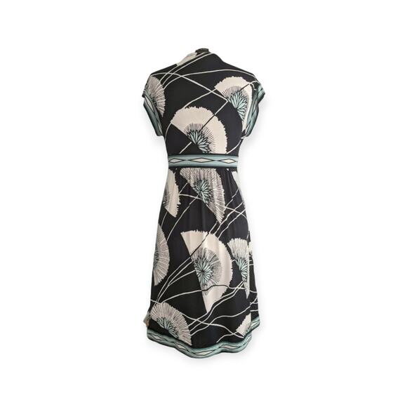 y2k stretchy surplice fan flower print midi dress - Picture 4 of 5